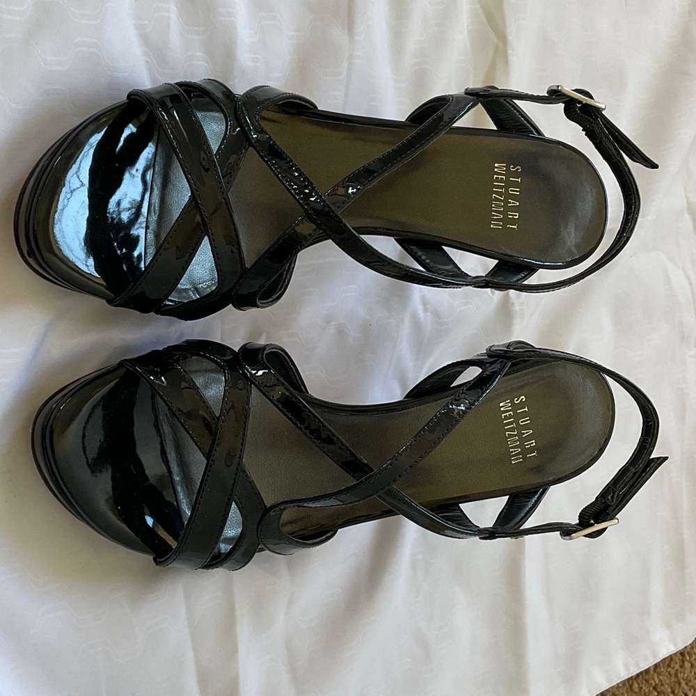Stuart Weitzman Glossy Black Sandals